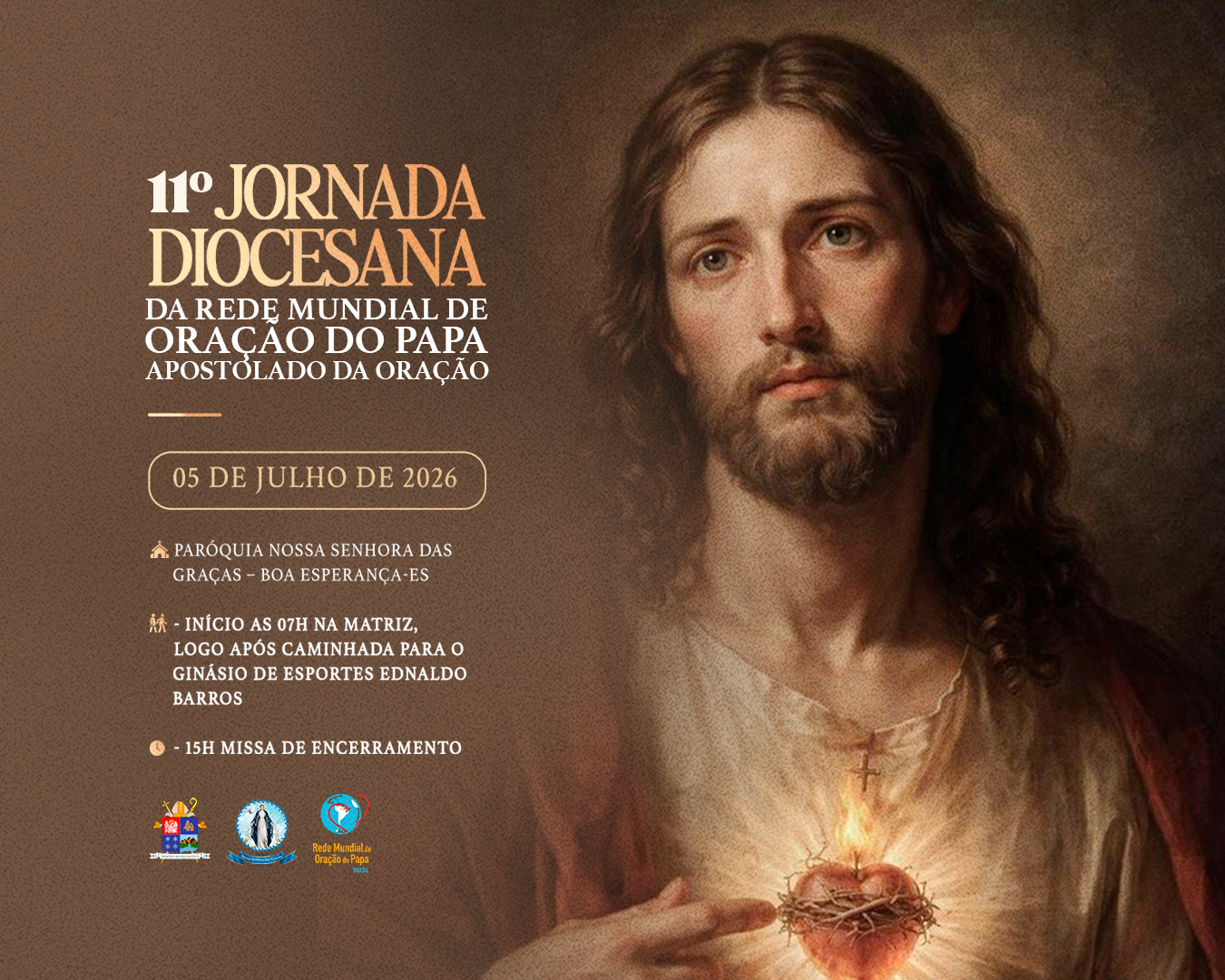 11ª Jornada Diocesana da Rede Mundial de Oração do Papa reunirá fiéis em Boa Esperança
